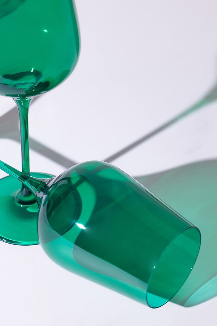 Emerald Green Lead-Free Crystalline Handcrafted Wine Glass Set by Rayt Glassware at Pernia's Pop Up Shop