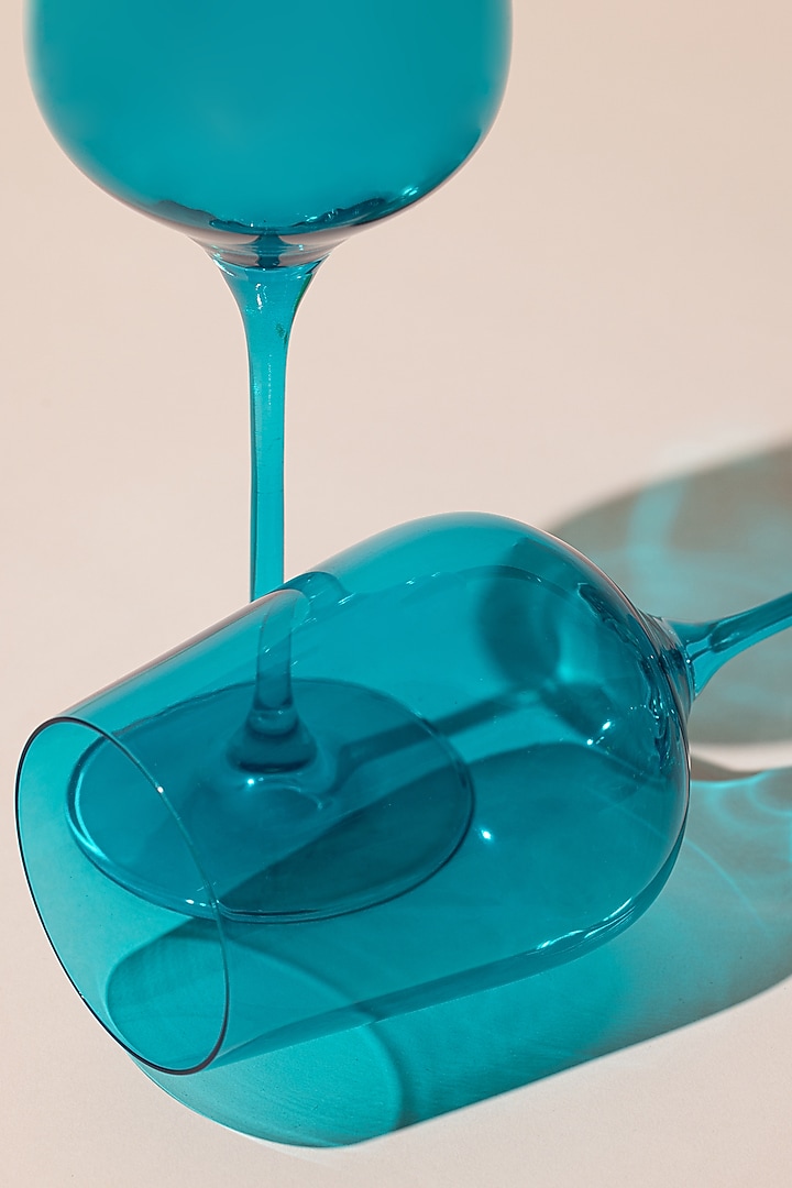 Beach Blue Lead-Free Crystalline Handcrafted Wine Glass Set by Rayt Glassware at Pernia's Pop Up Shop