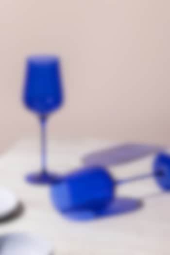 Midnight Sky Dark Blue Lead-Free Crystalline Handcrafted Wine Glass Set by Rayt Glassware