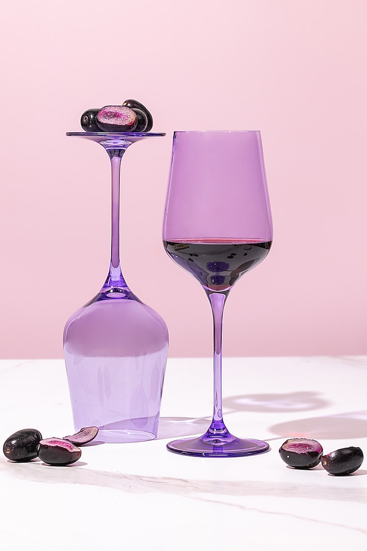 Serendipity Lilac Lead-Free Crystalline Handcrafted Wine Glass Set