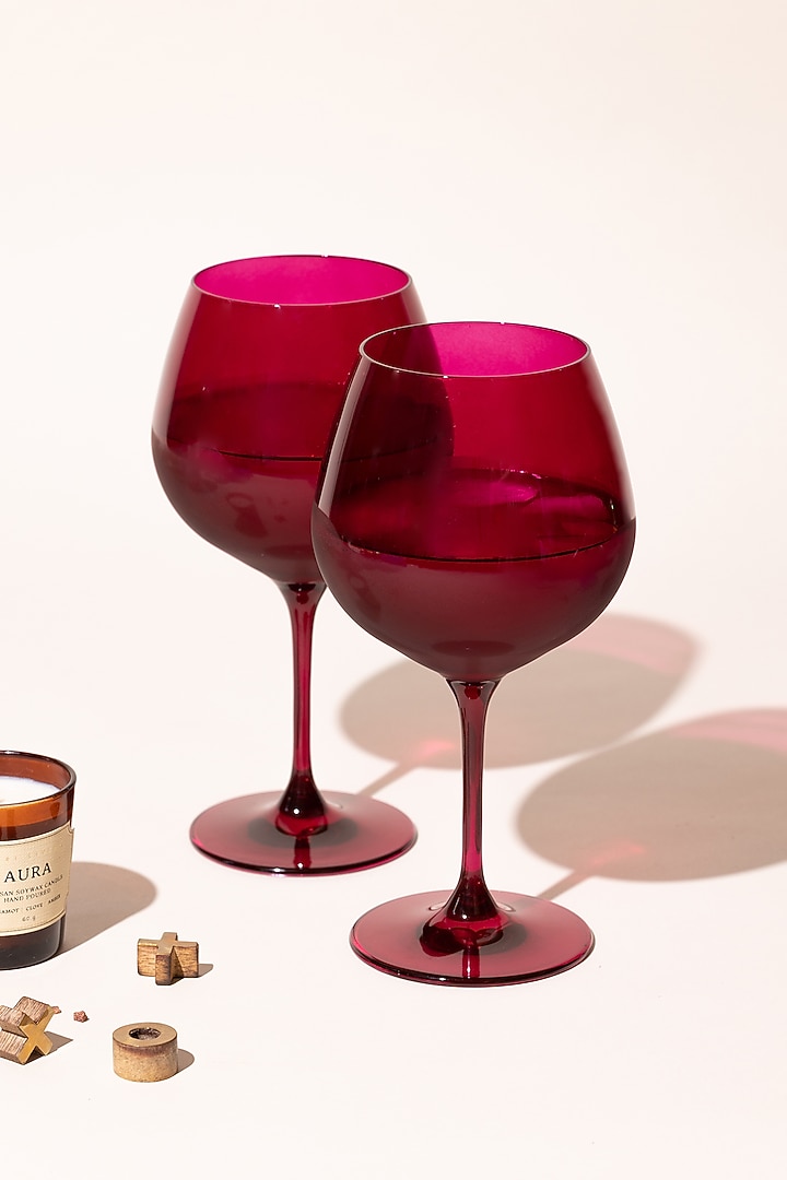 All Feels Pink Magenta Lead-Free Crystalline Handcrafted Gin Goblet Set by Rayt Glassware at Pernia's Pop Up Shop