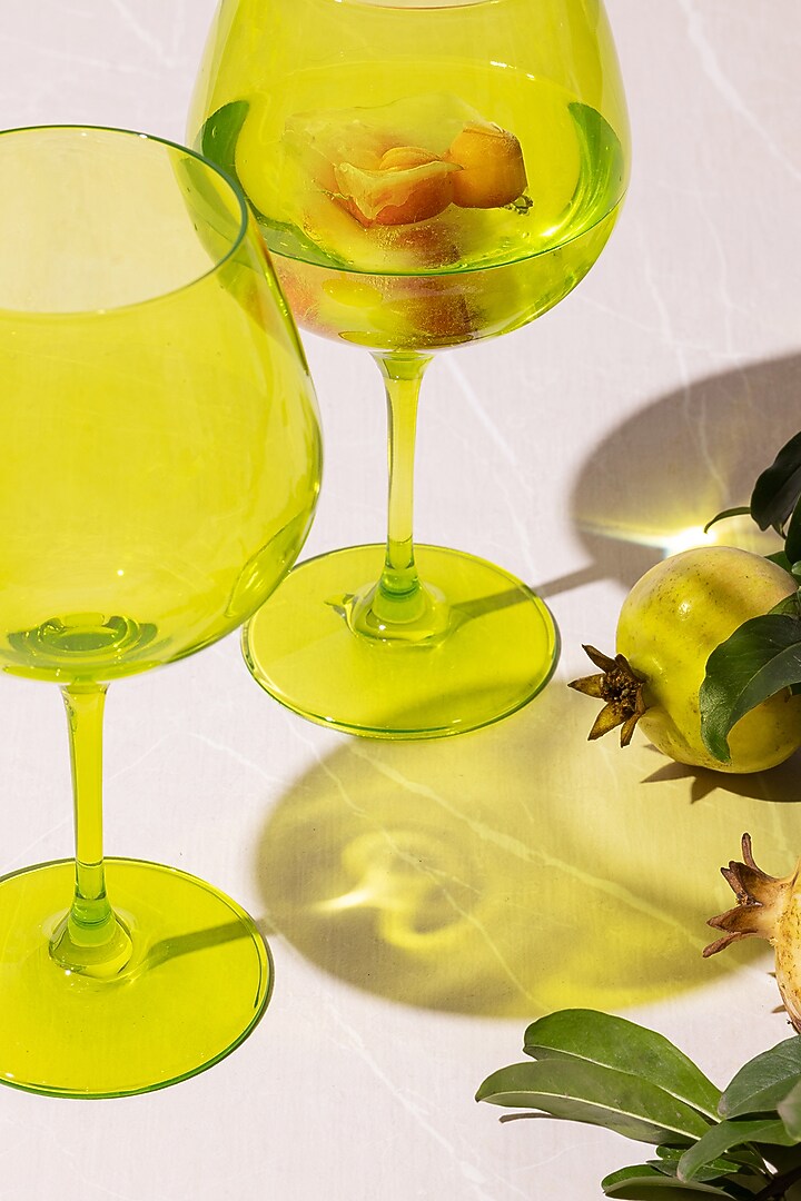 Popsicle Green Lead-Free Crystalline Handcrafted Gin Goblet Set by Rayt Glassware at Pernia's Pop Up Shop