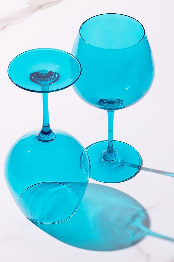 Beach Blue Lead-Free Crystalline Handcrafted Gin Goblet Set by Rayt Glassware at Pernia's Pop Up Shop