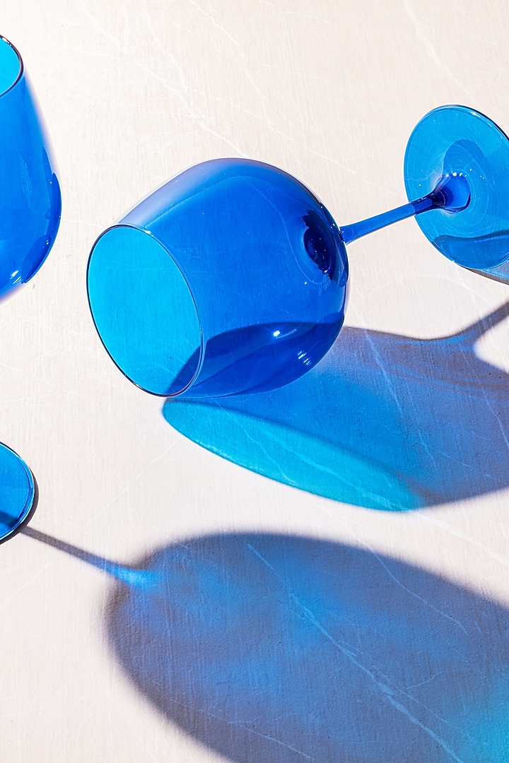Vacation Blue Lead-Free Crystalline Handcrafted Gin Goblet Set by Rayt Glassware at Pernia's Pop Up Shop