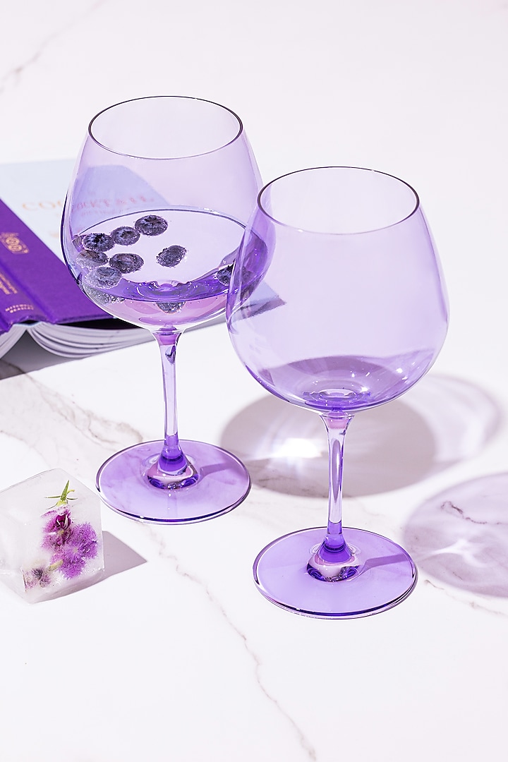 Serendipity Lilac Lead-Free Crystalline Handcrafted Gin Goblet Set by Rayt Glassware