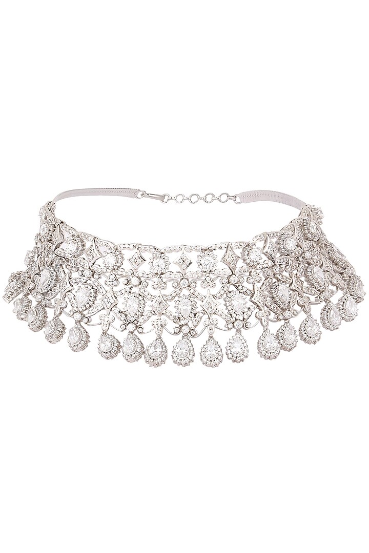 Silver platinum plated swarovski choker necklace available only at Pernia's Pop Up Shop.