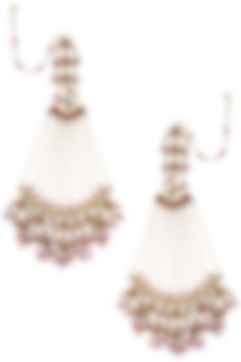 Gold Plated Long Passa Earrings by Raabta By Rahul