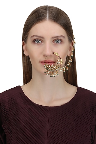 Gold Plated Pahadi Nose Ring by Raabta By Rahul