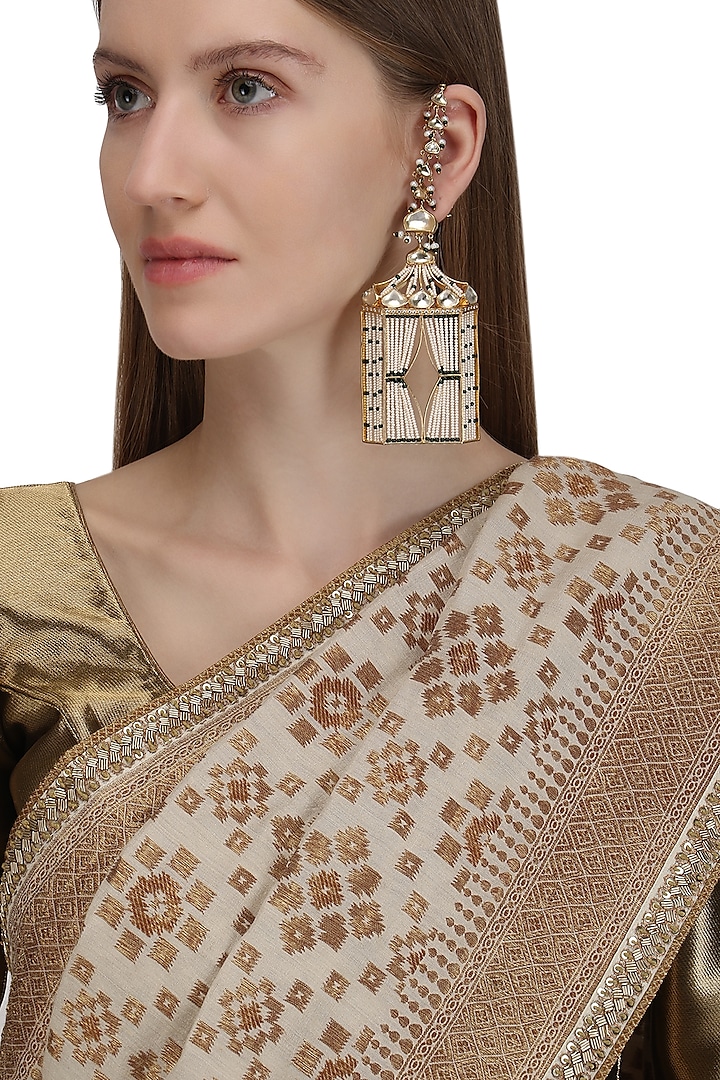 Gold Plated Mogra Earrings by Raabta By Rahul