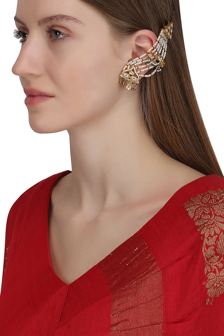 Gold Plated Mogra Earrings by Raabta By Rahul