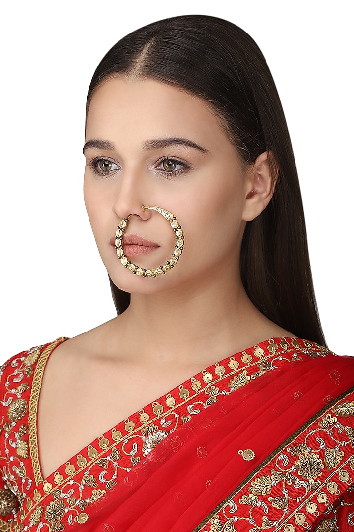 Gold Plated Tabla Nose Ring by Raabta By Rahul