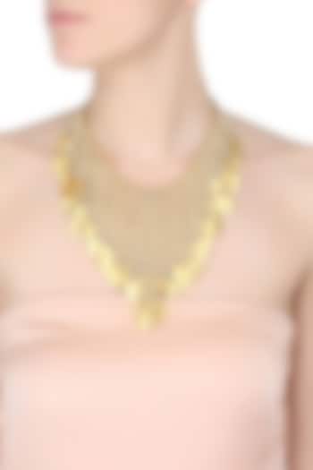 Gold Plated Leaf Cascade Necklace by Raabta By Rahul