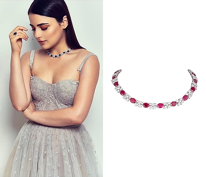 White Finish Red Swarovski Necklace by Diosa Paris Jewellery at Pernia's Pop Up Shop