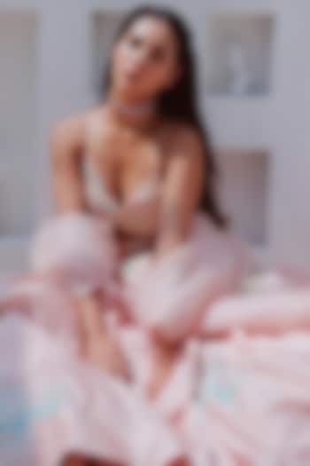 Rose Quartz Embroidered Wedding Lehenga Set by Mahima Mahajan at Pernia's Pop Up Shop