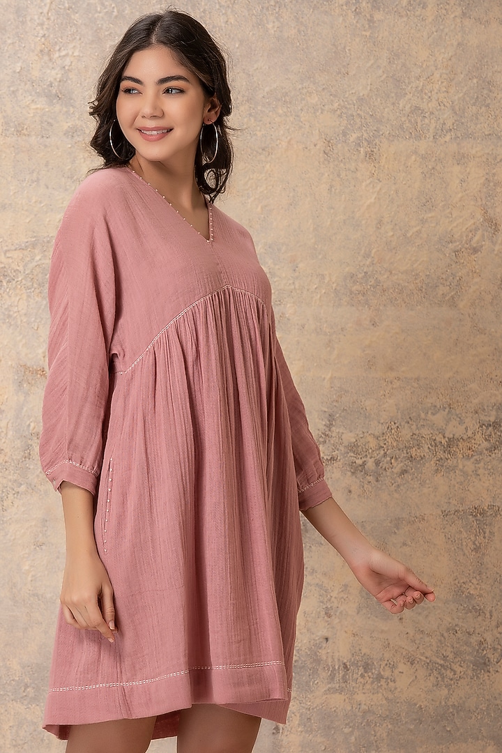 Pink Cotton Mini Summer Dress by Karuna Khaitan at Pernia's Pop Up Shop