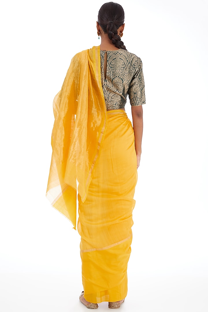 Yellow Cotton Silk Festive Saree by Raw Mango at Pernia's Pop Up Shop