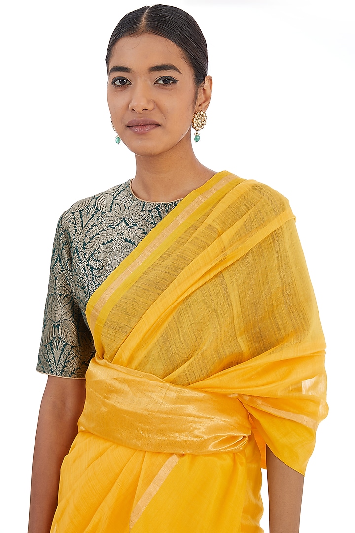 Yellow Cotton Silk Festive Saree by Raw Mango at Pernia's Pop Up Shop