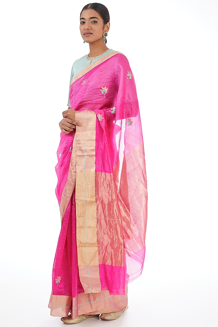 Rani Pink Silk Wedding Saree by Raw Mango at Pernia's Pop Up Shop