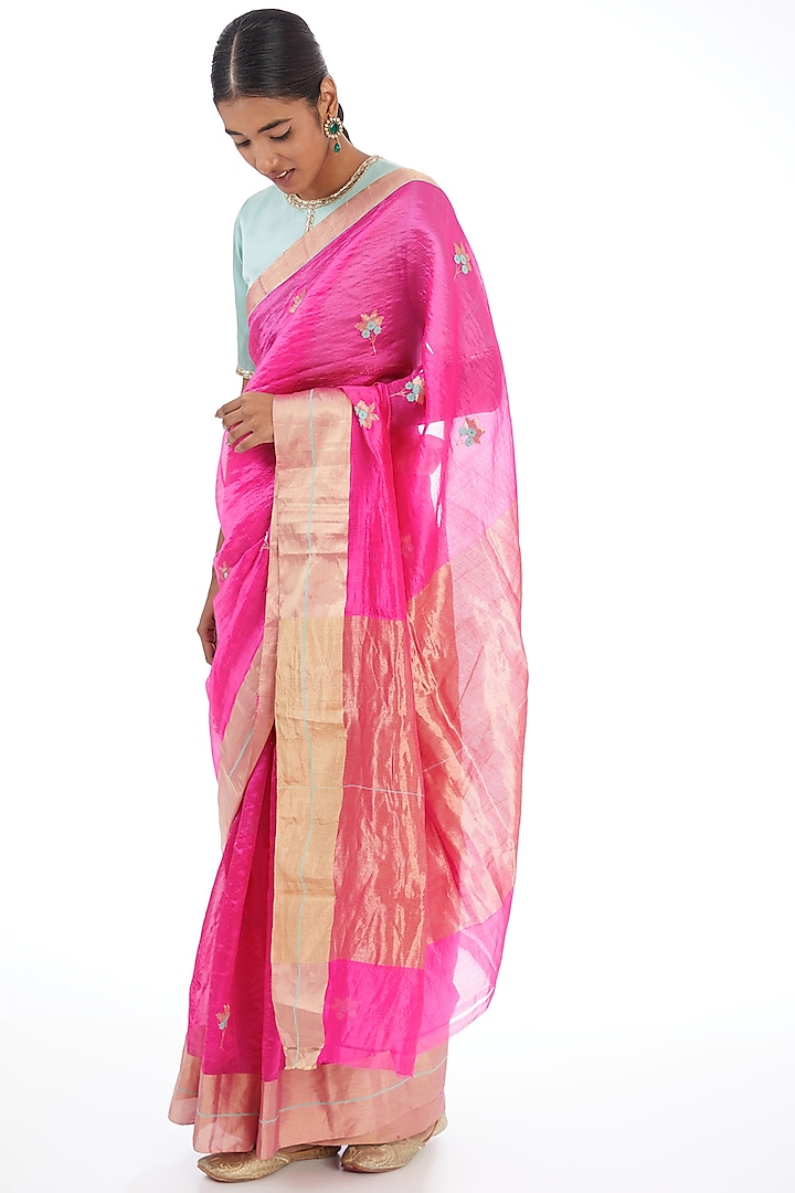 Rani Pink Silk Wedding Saree by Raw Mango at Pernia's Pop Up Shop
