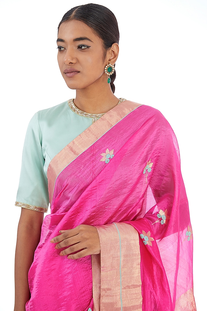 Rani Pink Silk Wedding Saree by Raw Mango at Pernia's Pop Up Shop