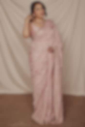Blush Pink Embellished Saree Set by Mrunalini Rao