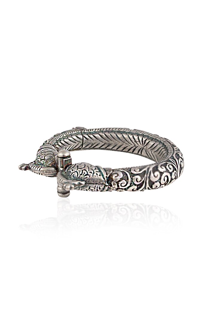 Ranakah presents Silver plated Nestling Peacock Kada/ bangle available only at Pernia's Pop Up Shop.