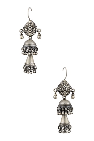 Silver Long and Short Layered Earrings by Ranakah