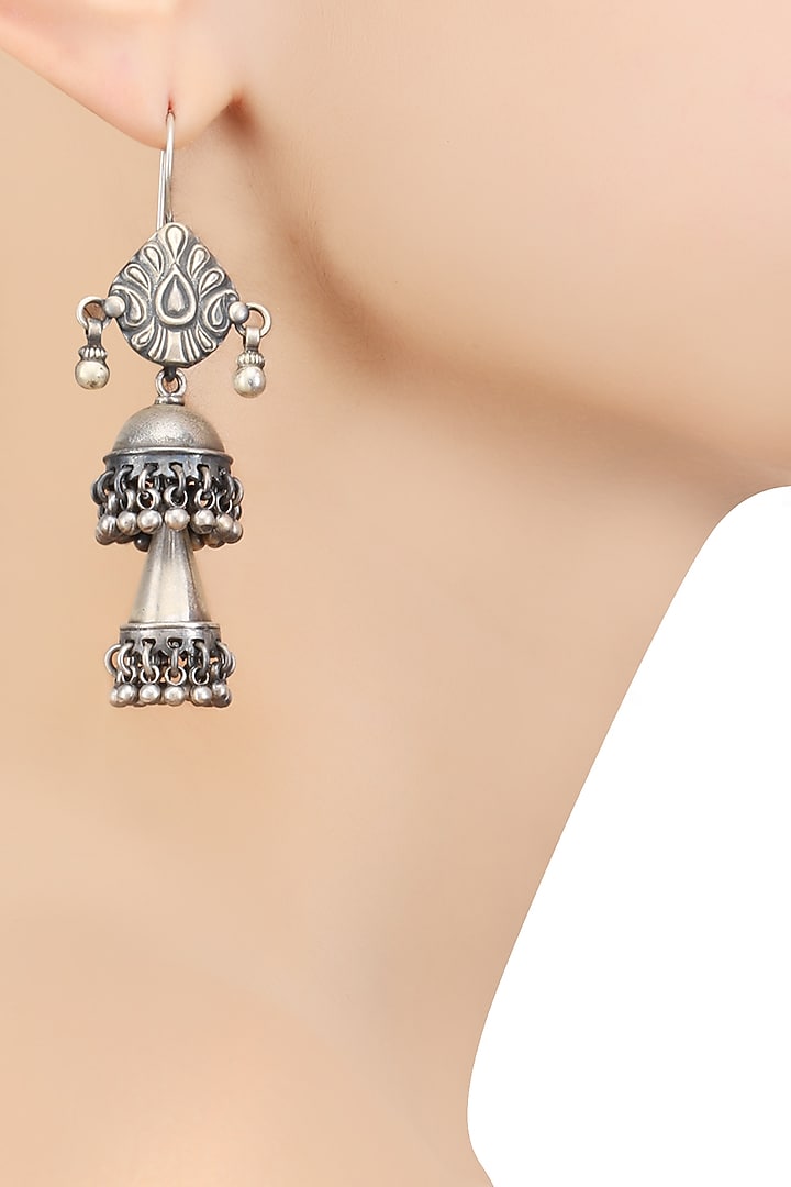 Ranakah presents Silver Long and Short Layered Earrings available only at Pernia's Pop Up Shop.
