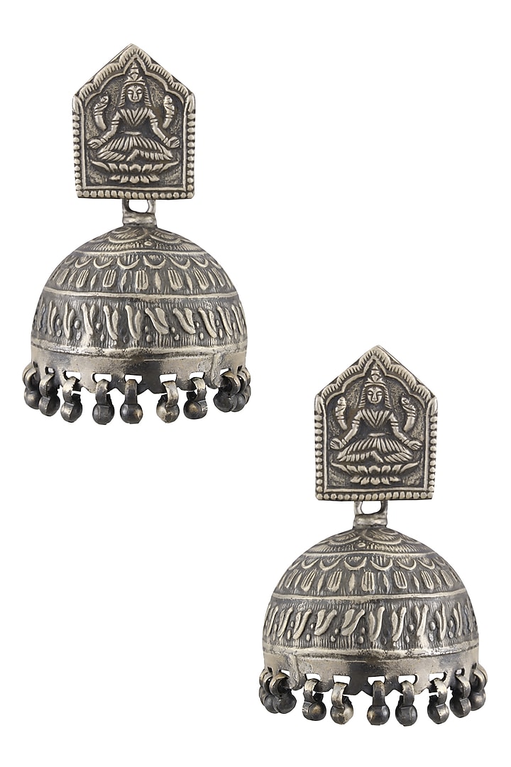 Silver Goddess Lakshmi Earrings by Ranakah