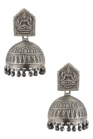 Silver Goddess Lakshmi Earrings by Ranakah