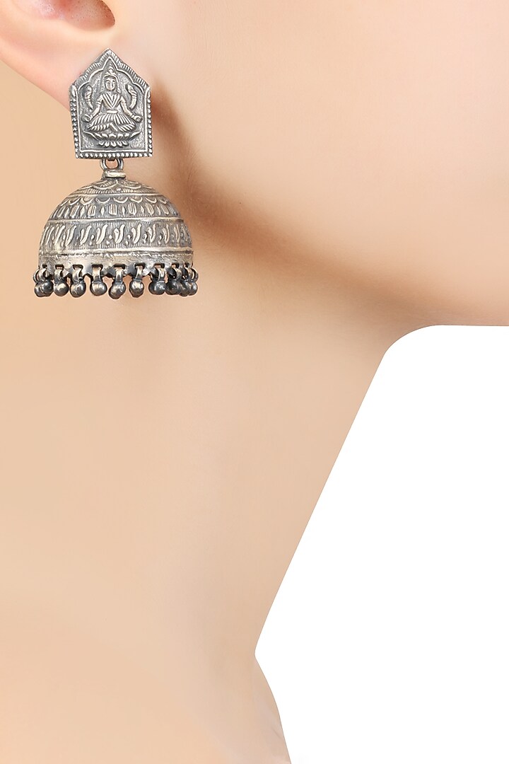 Ranakah presents Silver Goddess Lakshmi Earrings available only at Pernia's Pop Up Shop.