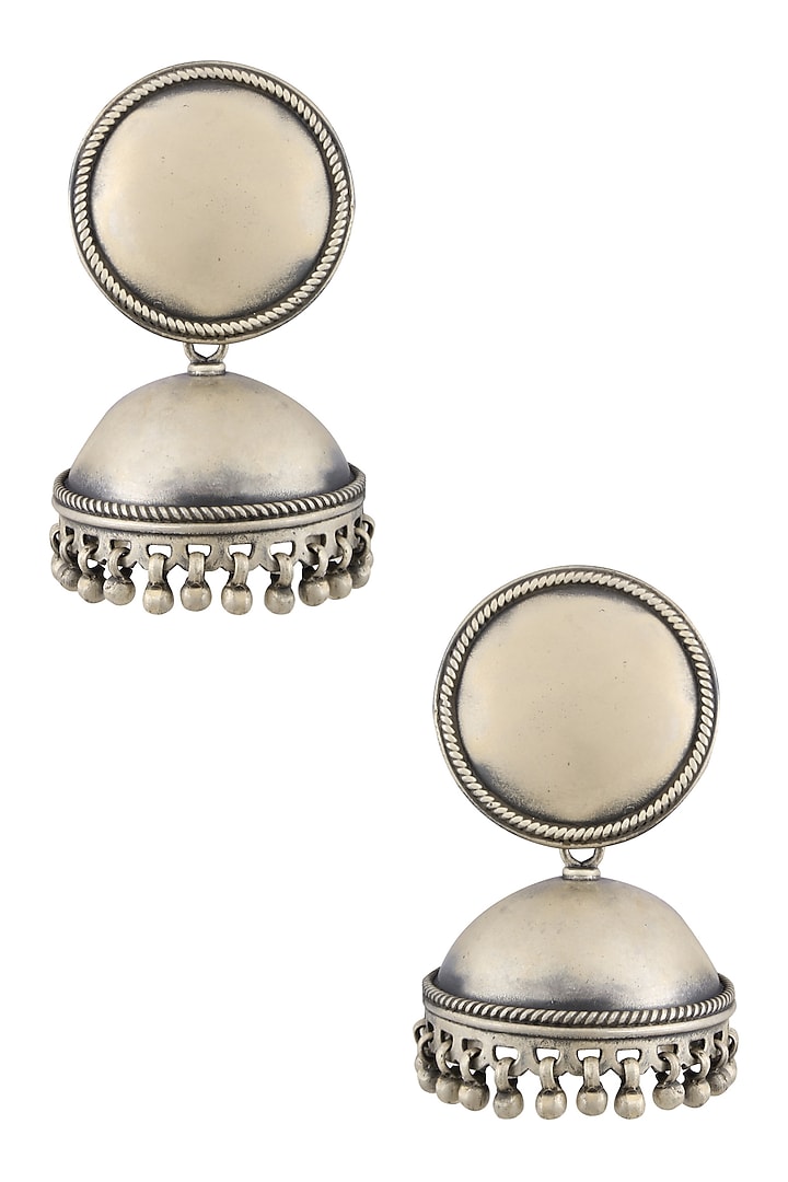 Silver 2 Moons Jhumki Earrings by Ranakah