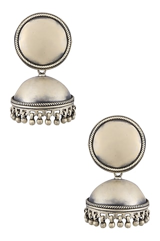 Silver 2 Moons Jhumki Earrings by Ranakah