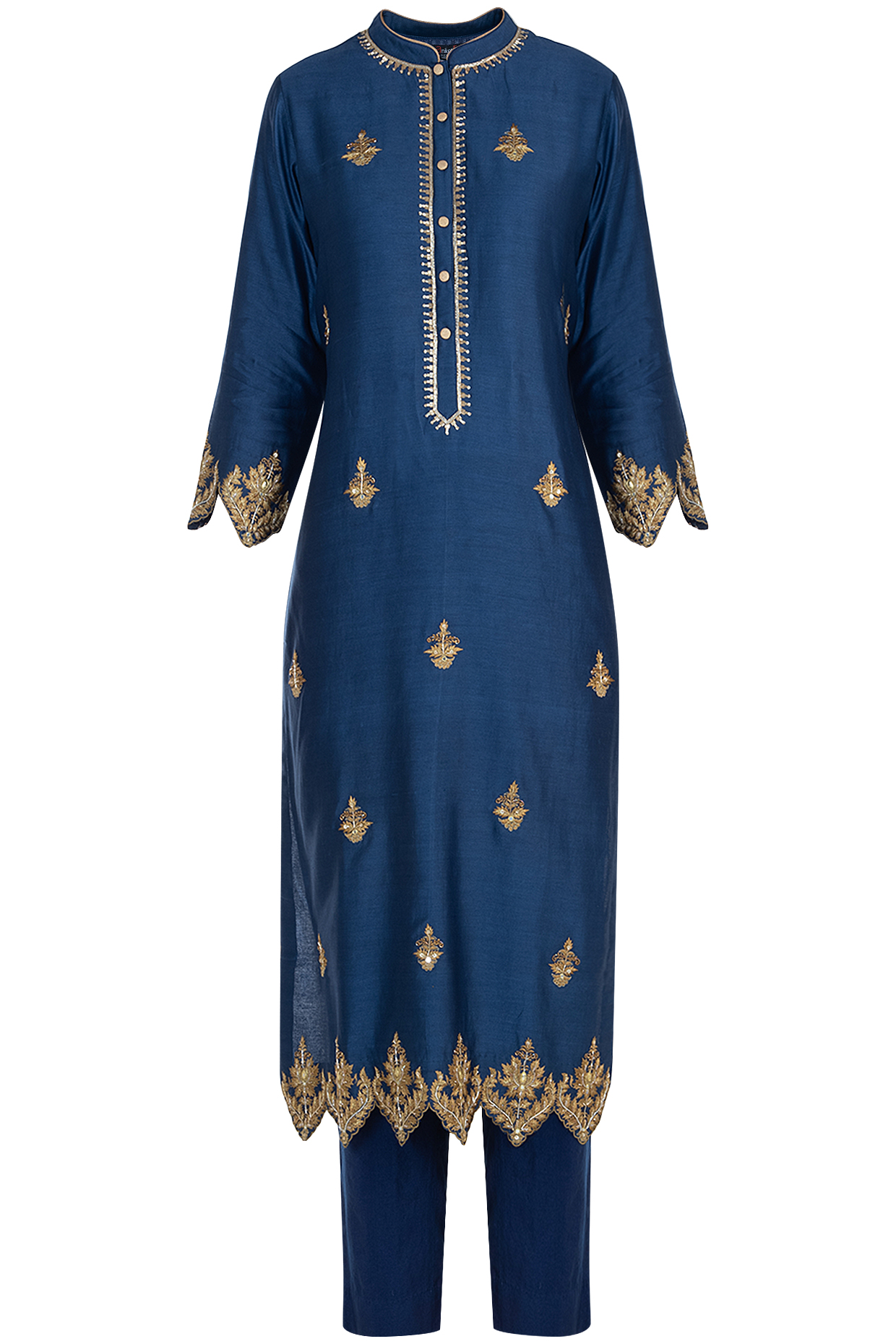 Indigo embroidered kurta set available only at Pernia's Pop Up Shop.
