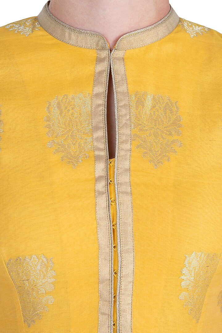 Yellow embroidered anarkali set available only at Pernia's Pop Up Shop.