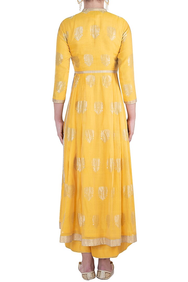 Yellow embroidered anarkali set available only at Pernia's Pop Up Shop.