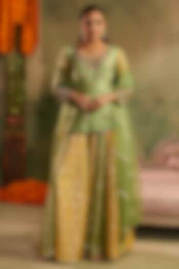 Multi-Colored Chanderi Banarasi Wedding Sharara Set by Reeti Arneja at Pernia's Pop Up Shop