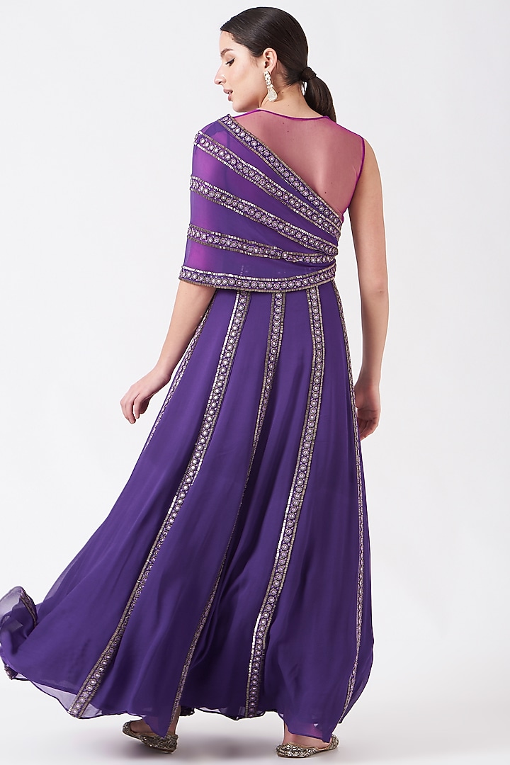 Purple Embellished One-Shoulder Engagement Gown by Reeti Arneja at Pernia's Pop Up Shop