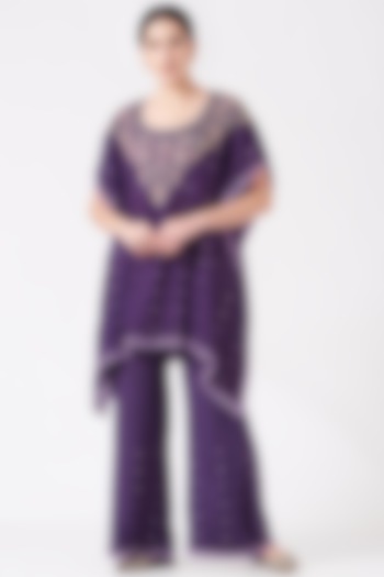 Purple Silk Sharara Set by Reeti Arneja