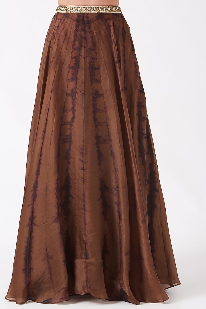 Brown Tie-Dye Wedding Lehenga Set by Reeti Arneja at Pernia's Pop Up Shop