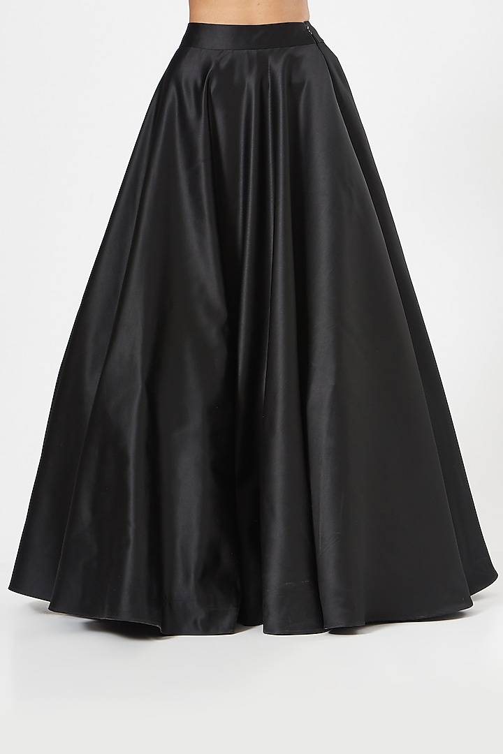 Black Satin Wedding Lehenga Set by Rashika Sharma at Pernia's Pop Up Shop