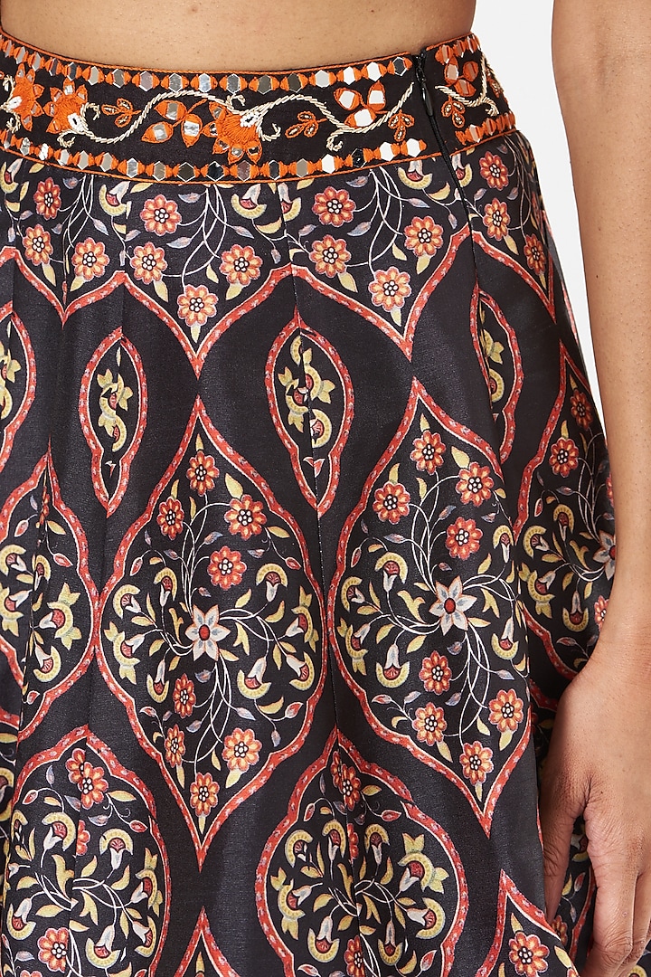 Black Dupion Silk Embroidered Wedding Lehenga Set by Rashika Sharma at Pernia's Pop Up Shop
