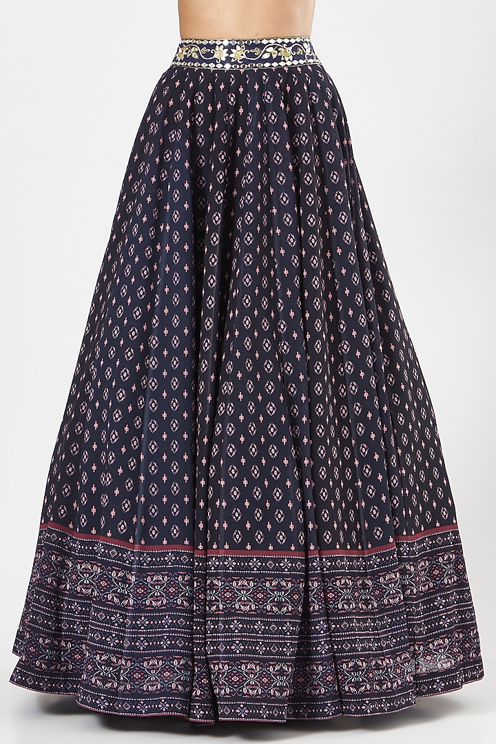 Navy Blue Embroidered Wedding Lehenga Set by Rashika Sharma at Pernia's Pop Up Shop
