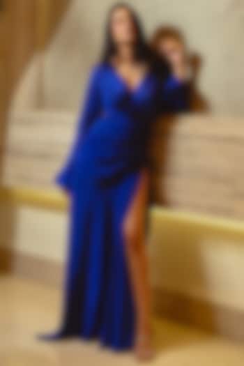 Cobalt Blue Chiffon Dress by Deme by Gabriella