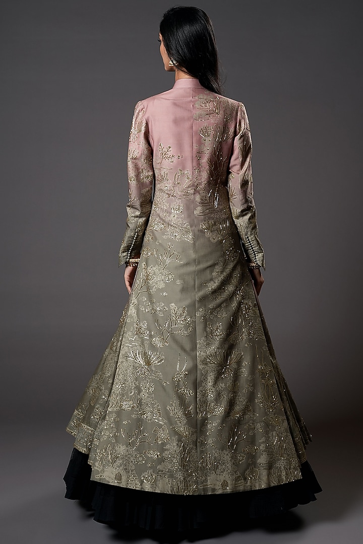 Ombre Chanderi Silk Shibori Digital Printed Jacket by Rohit Bal at Pernia's Pop Up Shop