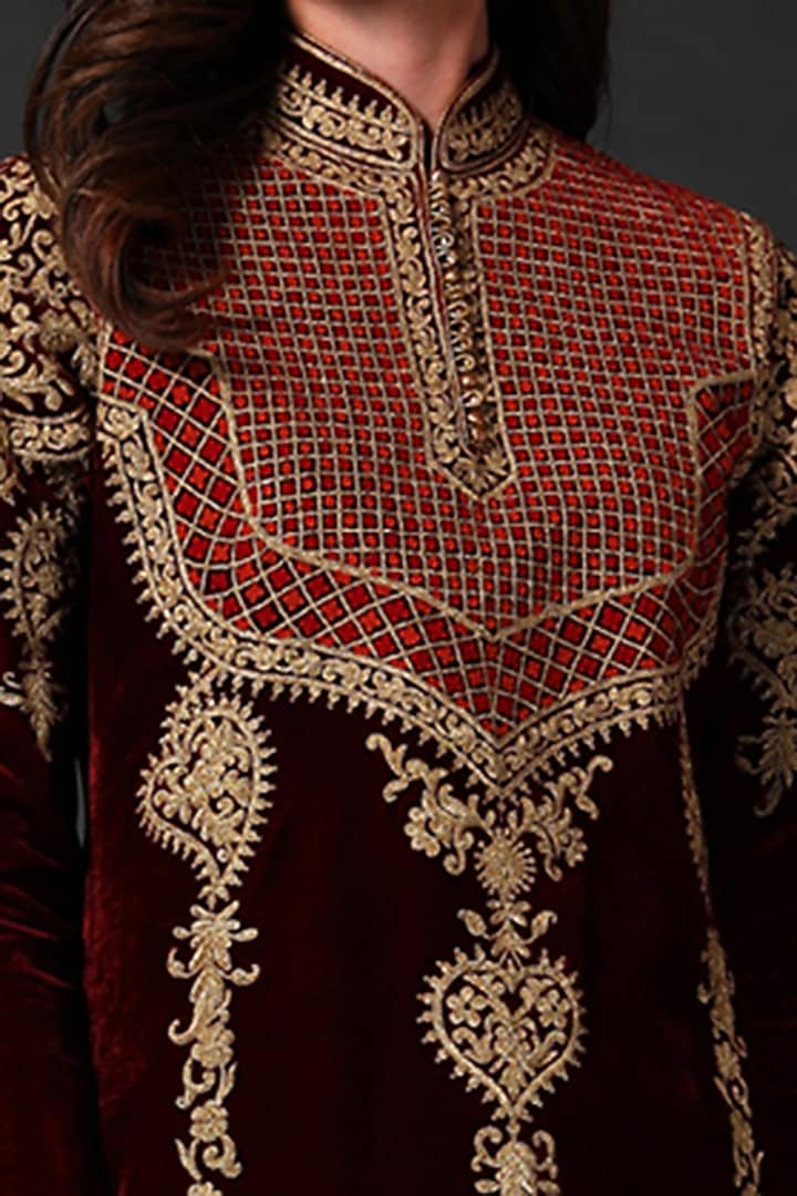 Wine Machine & Hand Embroidered Kurta Set by Rohit Bal at Pernia's Pop Up Shop