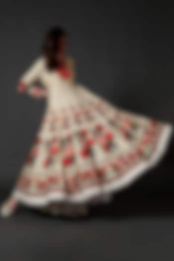 Ivory Digital Printed Anarkali Set by Rohit Bal at Pernia's Pop Up Shop