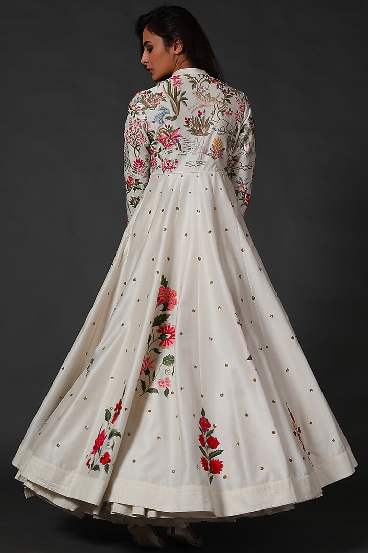 Ivory Embroidered Bridal Anarkali Set by Rohit Bal at Pernia's Pop Up Shop
