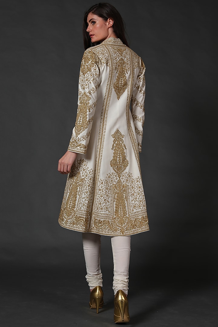 Ivory Hand Embroidered Kurta Set by Rohit Bal at Pernia's Pop Up Shop