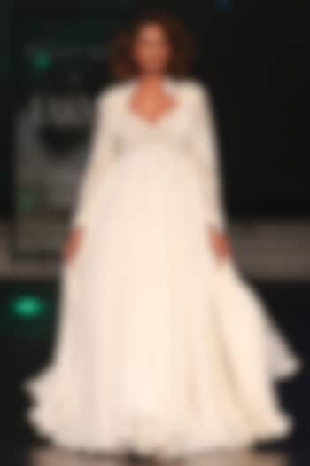 Ivory Chiffon Bridal Anarkali Set by Rohit Bal at Pernia's Pop Up Shop